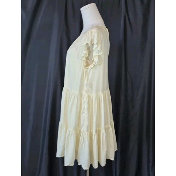 Aritzia Wilfred Sidonie Light Yellow Ruffled Tiered Modal Mini Dress XS - Picture 6 of 10